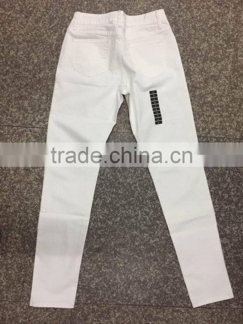 GZY White ColorThin Ladies Jeans Top Design For Europe Stock 2017