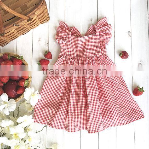 2017 latest design wholesale baby Clothes one piece summer stain cheap Children's Boutique fashion pink baby girl wedding dress