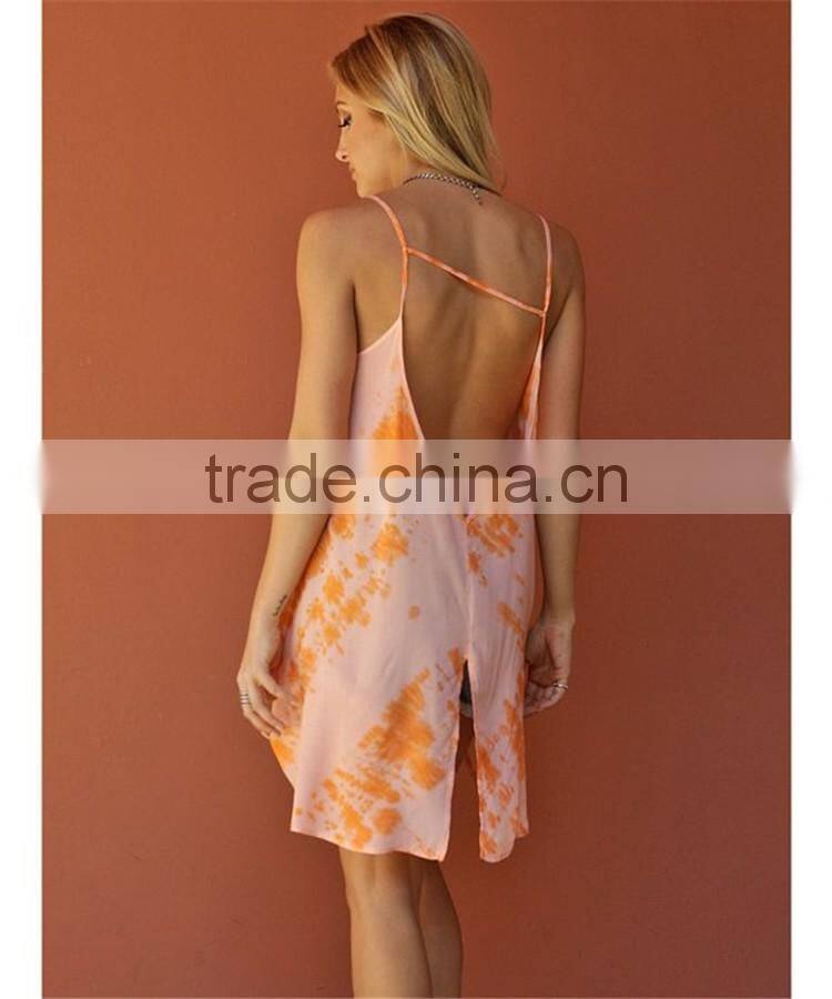 Long length casual orange tops loose tank tops wholesale women