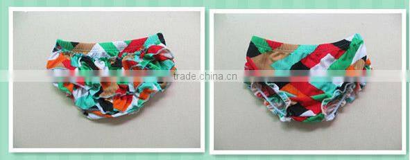 2015 Newest Design! lovely Various color Ruffled Satin Baby's Bloomer/ Diaper cover with lovely Pattern