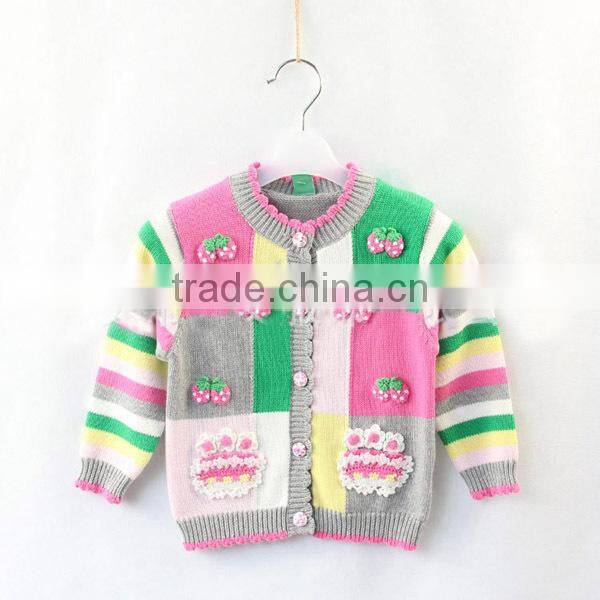 Girls handmade flower design knitted sweater cardigan