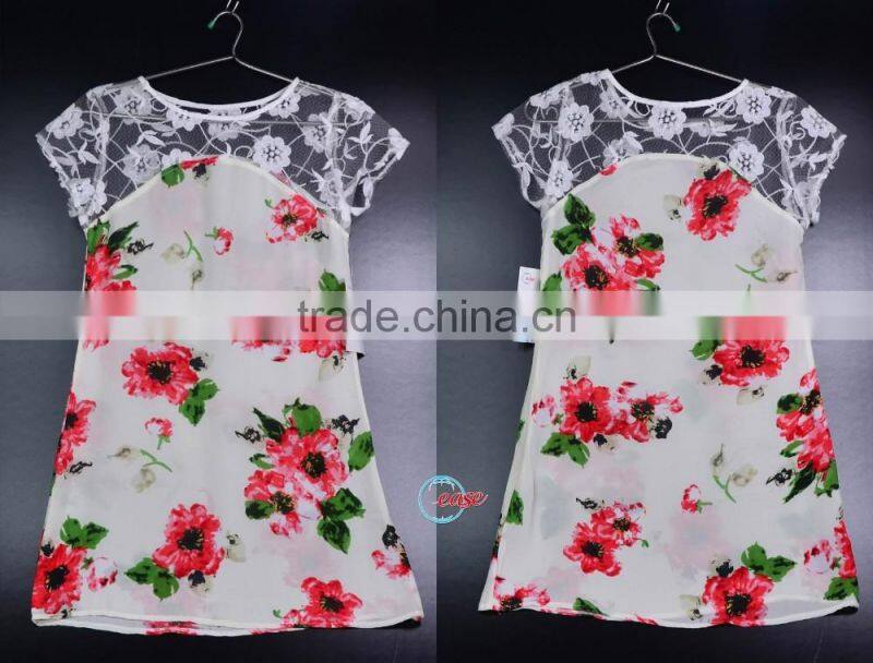 2016 summer holiday flower print tunic sweater