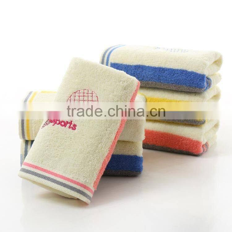 Dobby border emboridered logo yarn color dyed sports towel