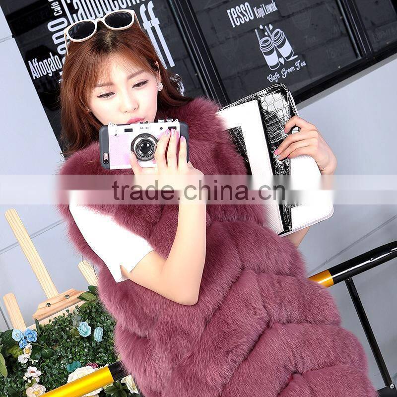 High quality Winter Fashion Women Real Fox Fur Vest Lady Genuine Leather Fur Coat Warm Vest Fox and Rabbit Fur Overcoat gilet