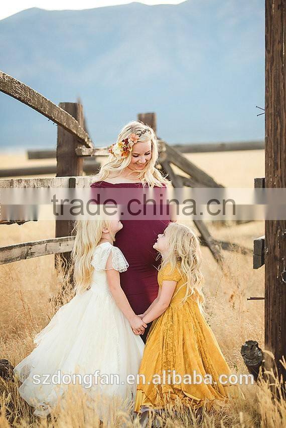 Little Girls Maggie Tiered Lace Gown Dress Flower Girls White Maxi Wedding Dress