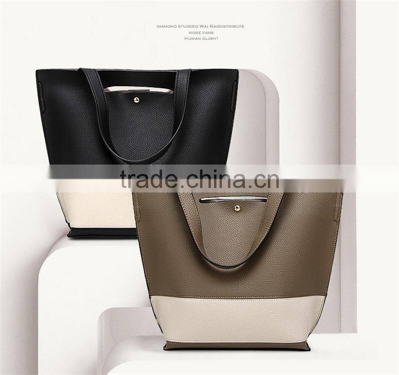 China Alibaba Designer Women Leather Handbag Contrast Shoulder Bag Fashion Style Top-Handle Female Casual Totes Bags