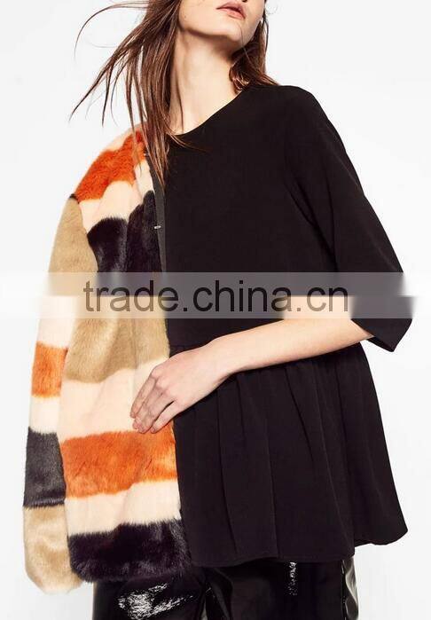 Runwaylover EY2367B 2017 Ladies Nine Point Sleeve Pure Color Blouse