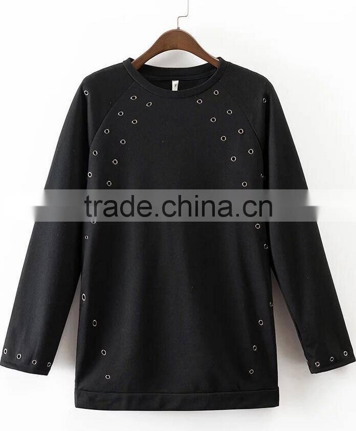 Runwaylover EY2355B Europe Style 2017 Ladies Fashion Hollow Out Pullover Hoodie