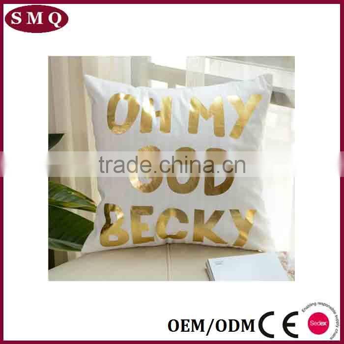customized design hot stamping in gold color painting pillow cover