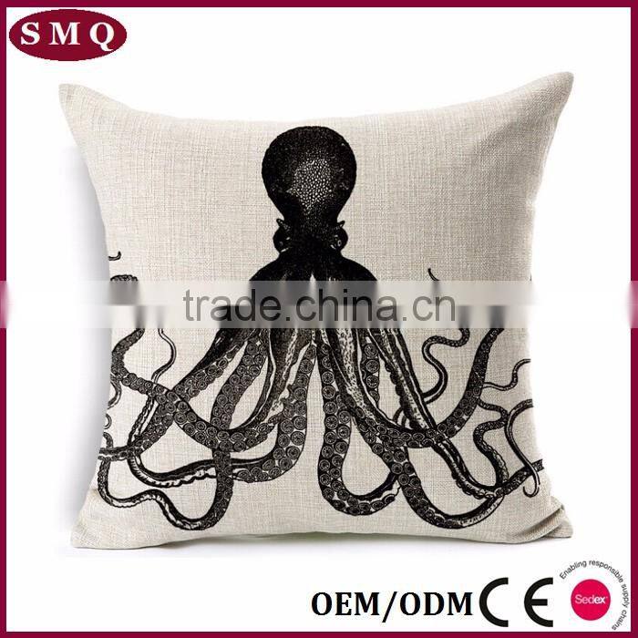 Factory made mixed linen fabric painting designs cushion with animal