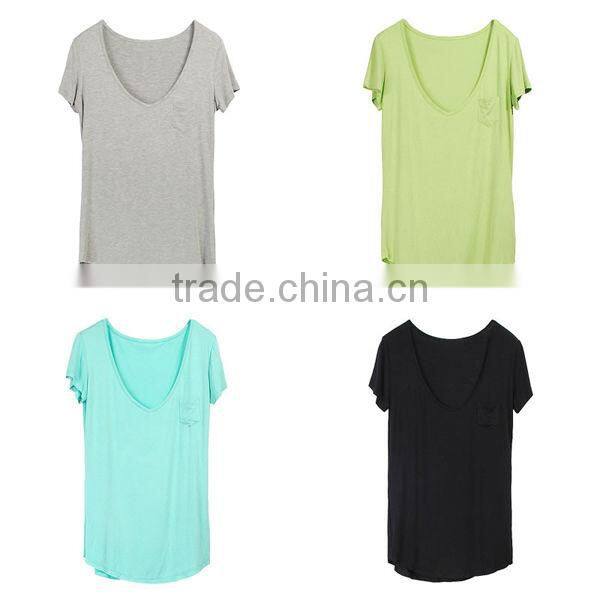 OEM Private Label Cotton Deep V Neck T Shirts For Women