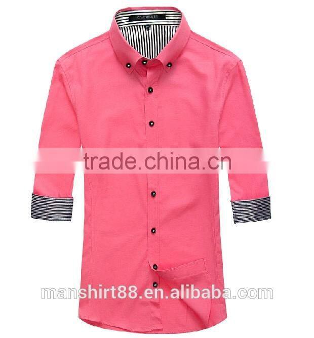 2016 button down collar men's 3/4 sleeve oxford shirt