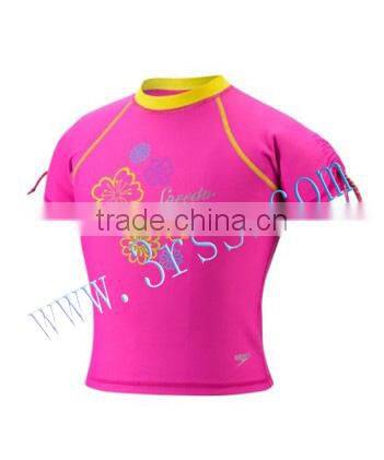 2014 girl's pink short sleeve rash t shirt
