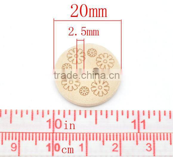 60 Mixed Nature Color 2 Holes Wood Sewing Buttons 20mm
