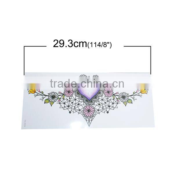 Paper Removable Waterproof Sternum Sticker Body Art Multicolor Flower Leaves Pattern Heart Temporary Tattoo Custom