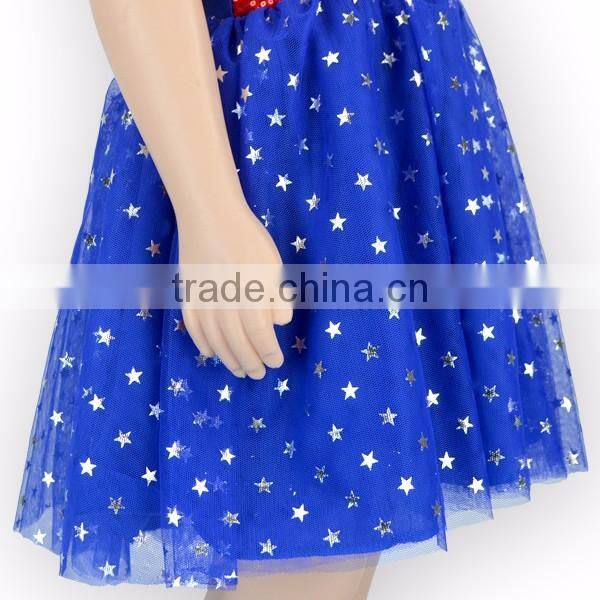 Wholesale 4th of July Sparkle Children Girls Dress Patriots' Day Sequin Baby Dress M6033104
