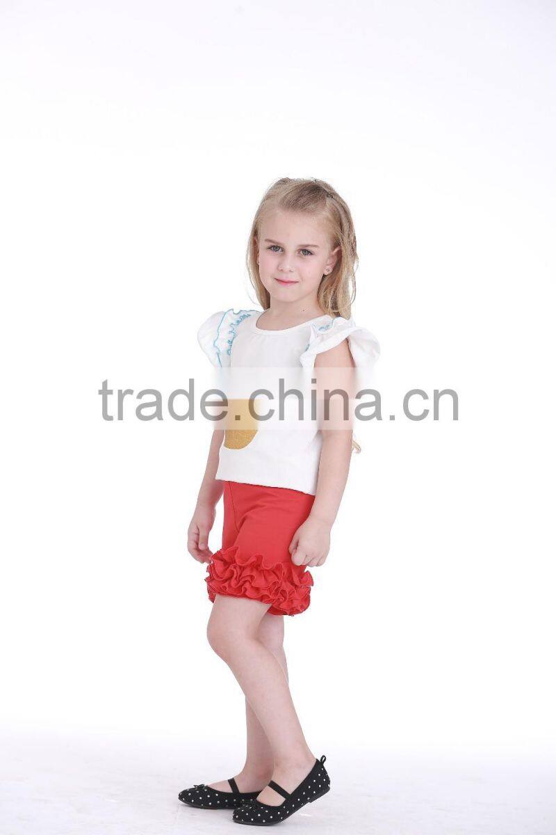 Wholesale blank baby clothes toddler summer pants girls icing ruffle shorts