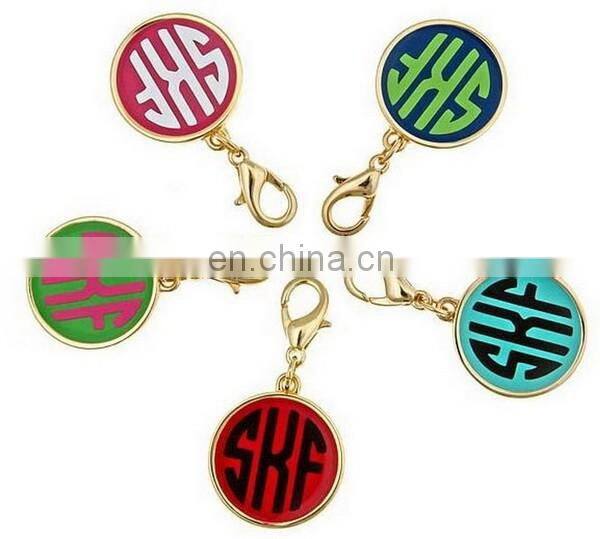 2016 New Tassel Disc Keychain For Women Enamel Metal Disc Monogram Keychain