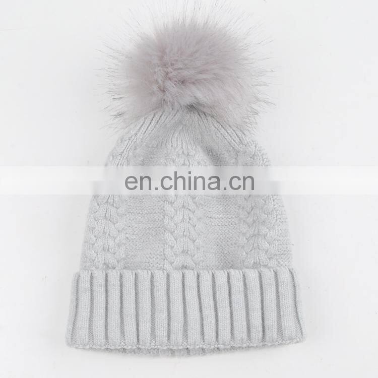 TOROS classic women knit hat 20 rabbit fur 80 acrylic hat with pompom beanie hat for women