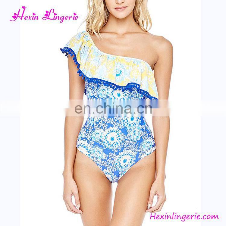 Wholesale Women Stripe Black Halter Neck One Piece Swimsuit Swimwear