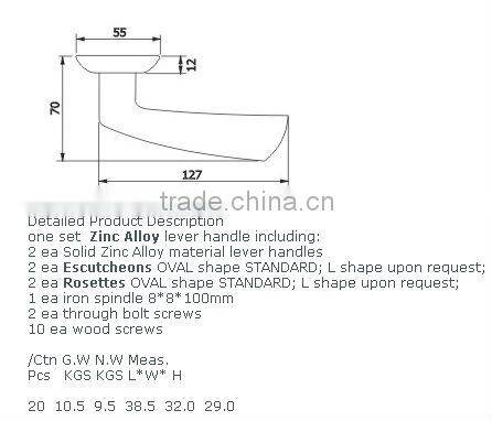 ZH001:TRUST Zinc Alloy Lever Door Handle with Escutcheon