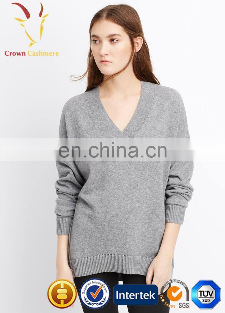 V Neck 100% women's Cashmere Sweater Pullover
