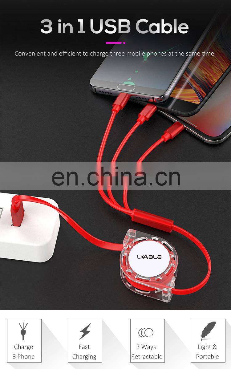 Logo Custom 3 in 1 Retractable USB Cable