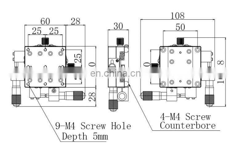 High Precision 60*60mm XY Axis Displacement Platform Trimming Station Sliding Table Manual linear stage