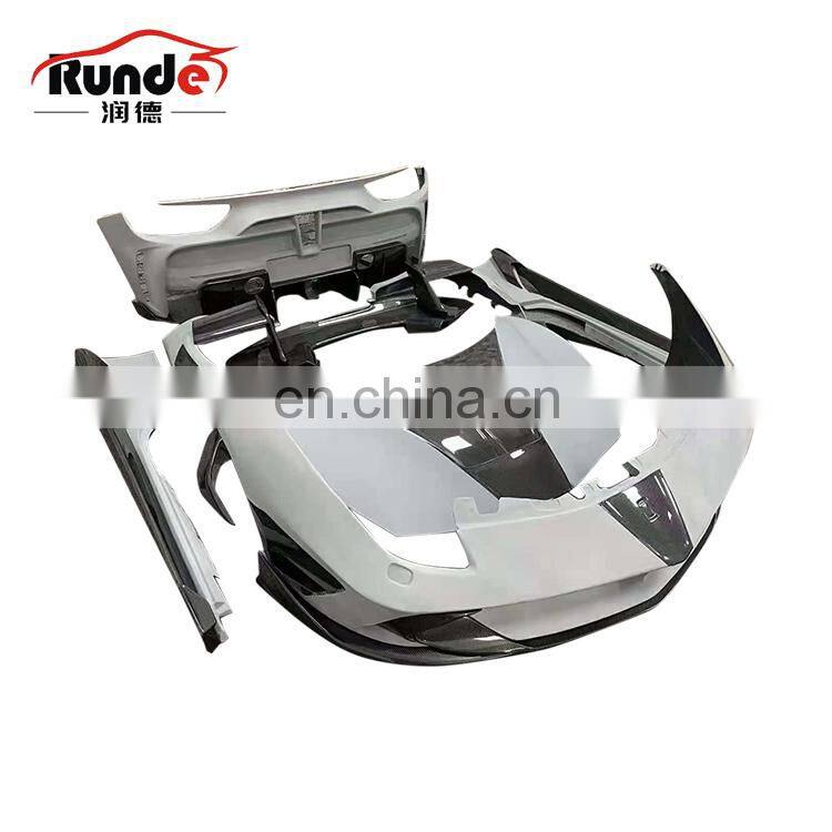 Runde Mansory Style Half Carbon Fiber Body Kit Front Rear Bumper Hood Side Skirts For Ferrari 458 Italia And Speciale body kit