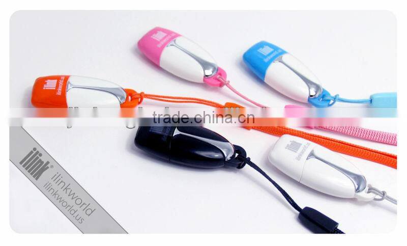 4GB flash memory with micro sd card reader with usb lanyard