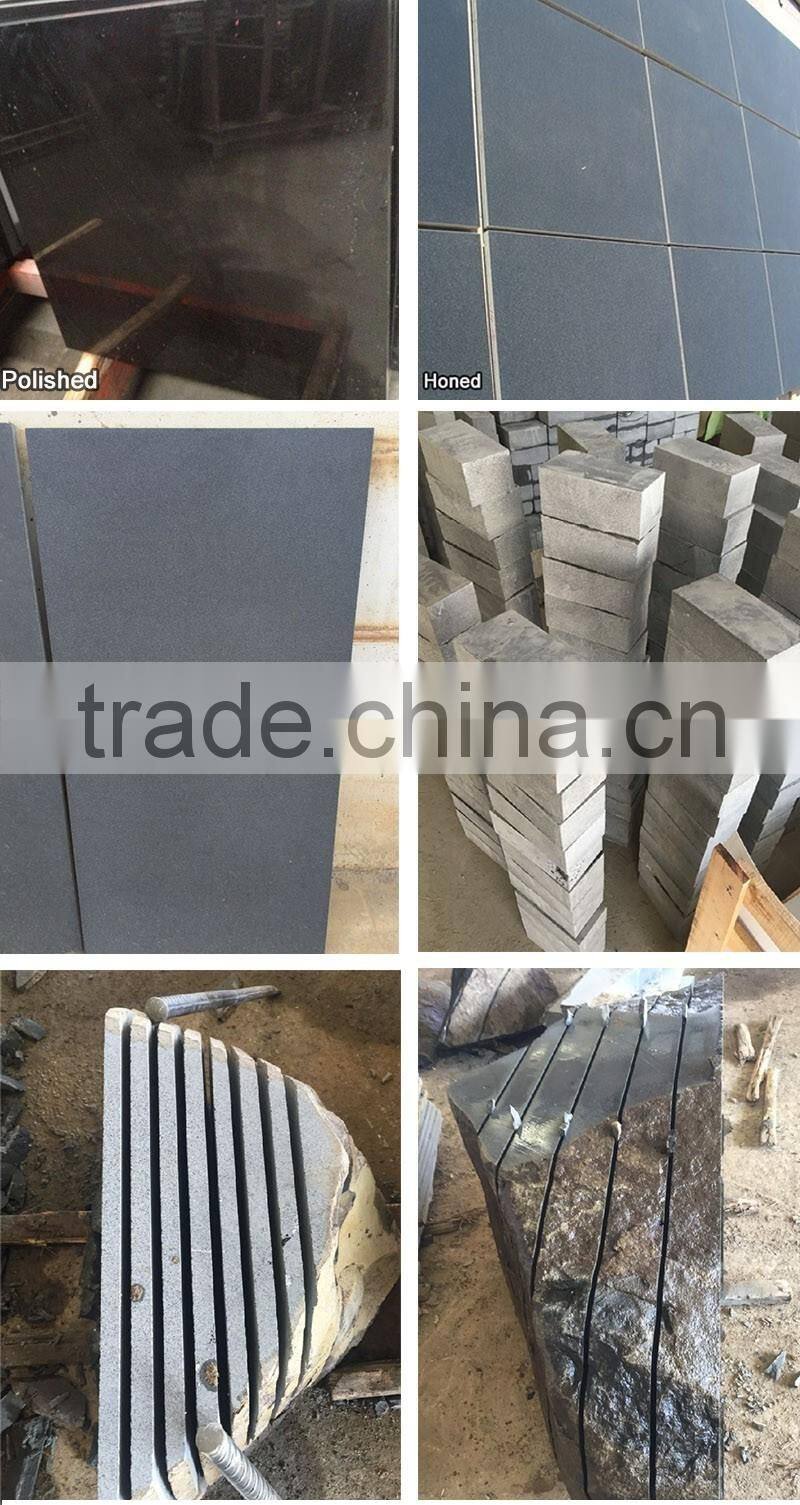Honed Andesite Basalt Stone Tiles, China Black Basalt