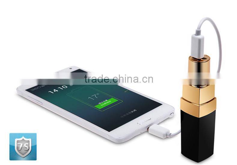 Best selling products lipstick power bank 3000mah charger universal portable phone charger