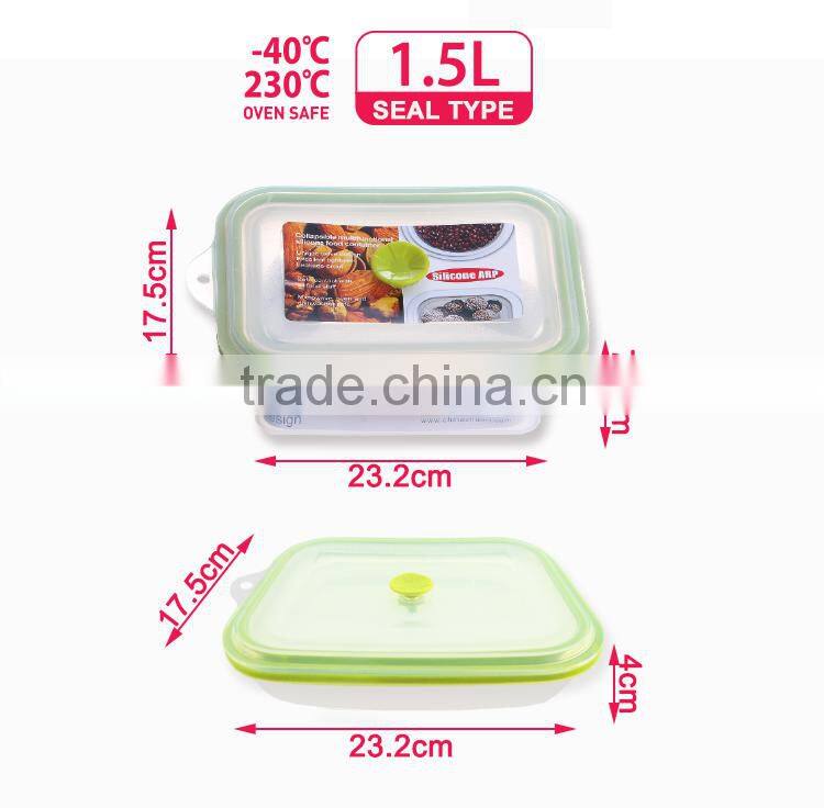 1500ml Folding Kitchen Silicone Lunch Box