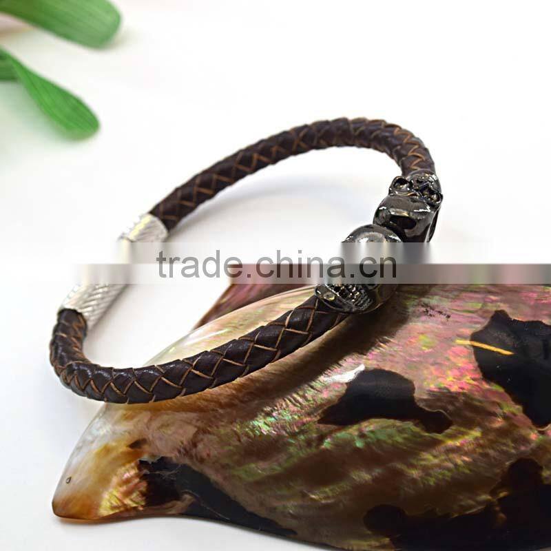 Skull costume jewellry wholesale leather bracelet