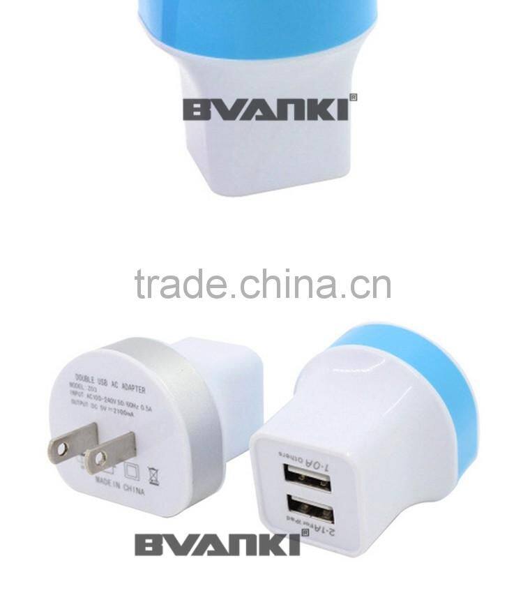 2016 hot new arrivals Top Quality CE Approved Wholesale EU/US/UK/AU Plug 5V 2.1A Dual USB Travel Wall Charger with High quality