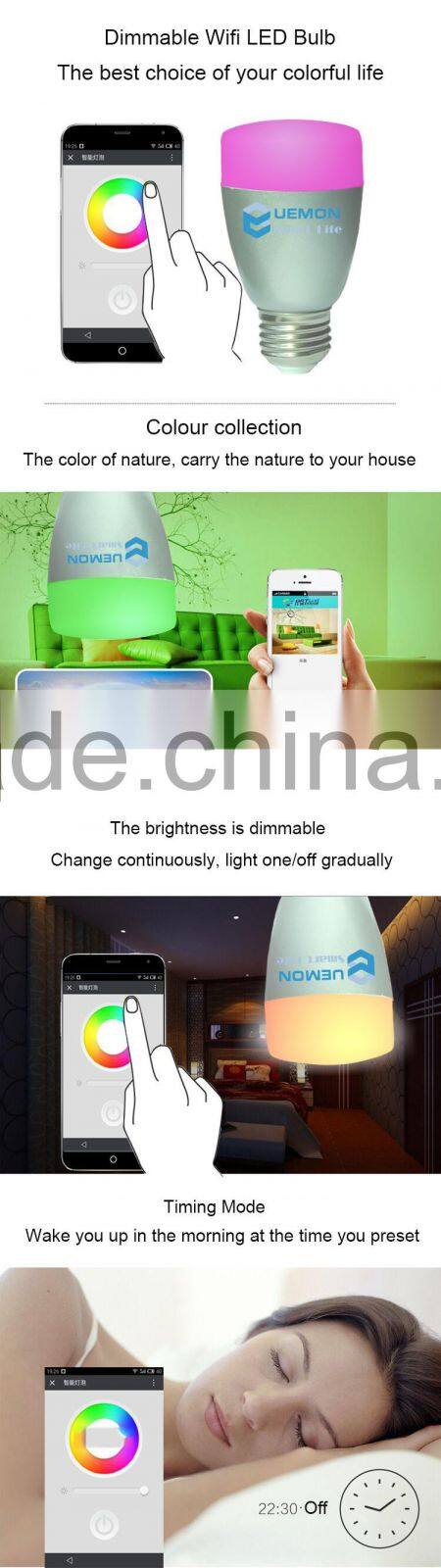 Supply smart led light bulb 7W smart phone control wifi led bulb