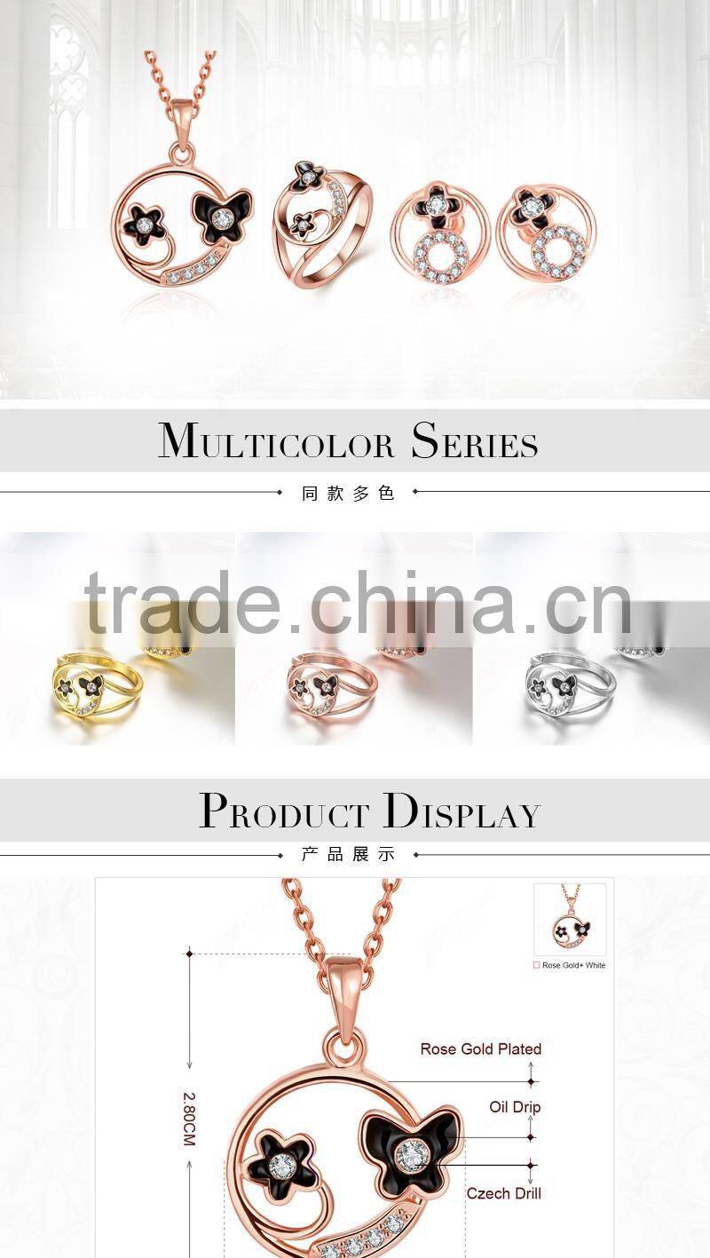 Rose gold colored jewelry set, 18K Gold plated jewelry set necklace