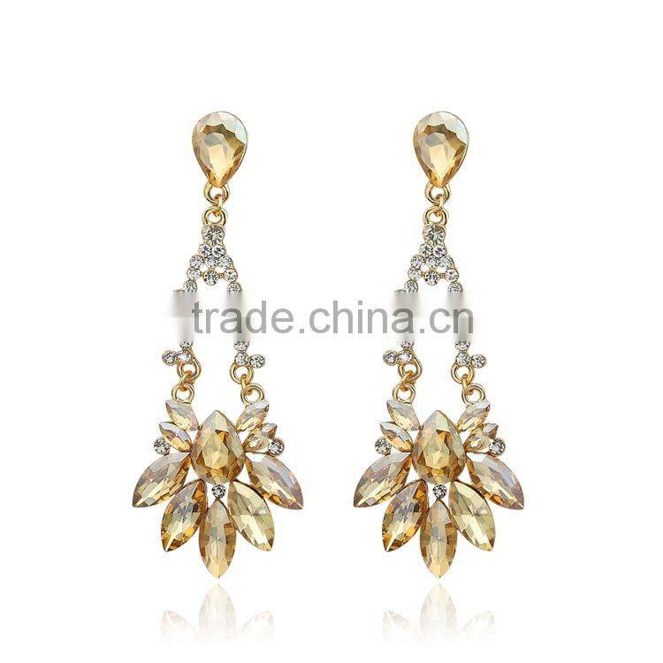 2016 New Vintage Style Dangling Chandelier Red Crystal Earrings Fashion Instyle