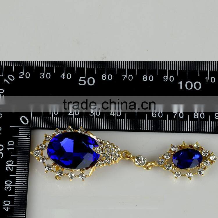 Factory Wholesale Fashion Sapphire Crystal Brooch, Sapphire Rhinestone Alloy Brooch pin for wedding invitation