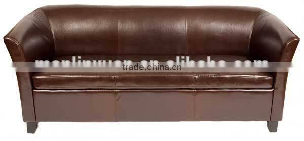 Brown leather solid legs hotel sofa XY3438