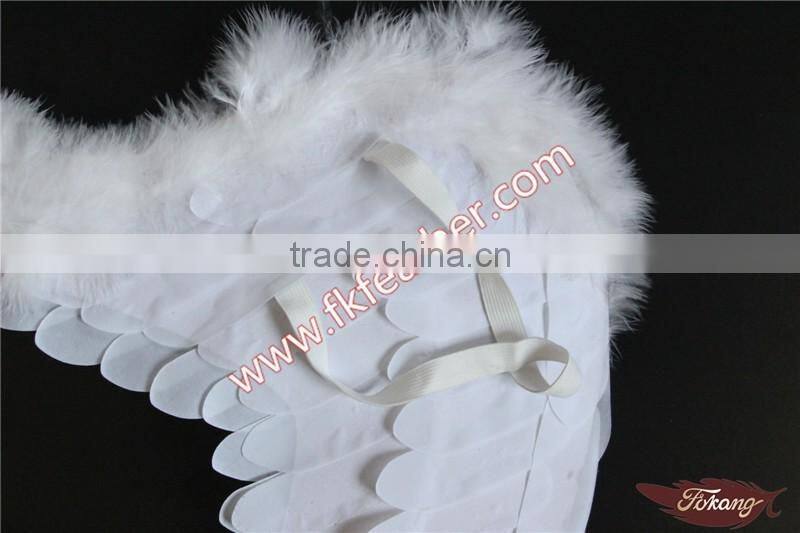 White Fabric Angel Wings Turkey Marabou Feather Christmas Ornament