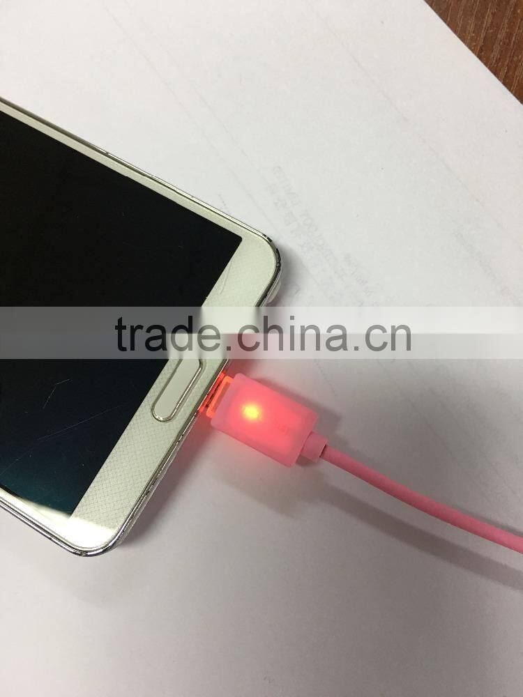 Bulk price For Samsung Fashion Smart Changing Light LED reversible USB Cable