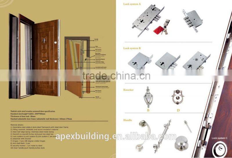 Residential turkey style armored door security door