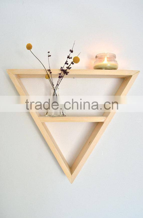 triangle wooden wall diy storage shelf