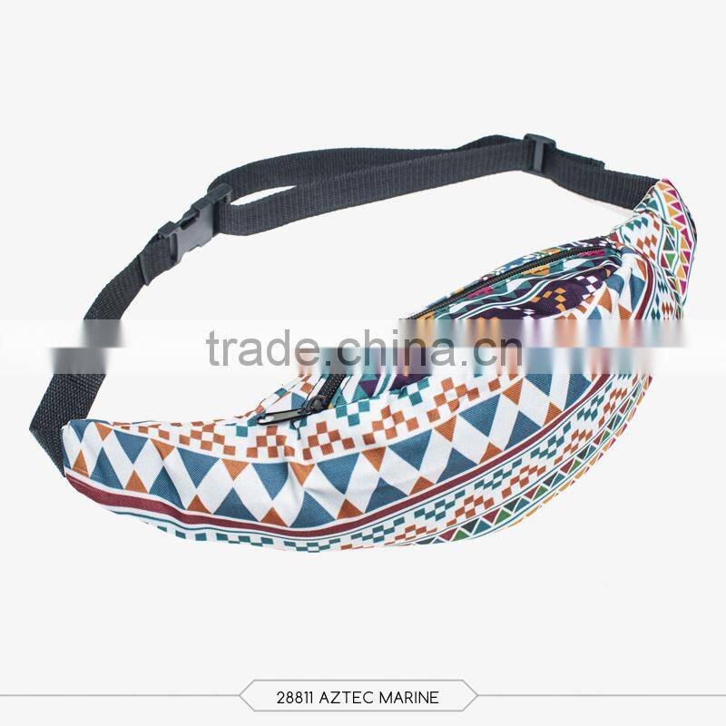 Summer top selling fashion printed running waist bag for ladies sport and leisure