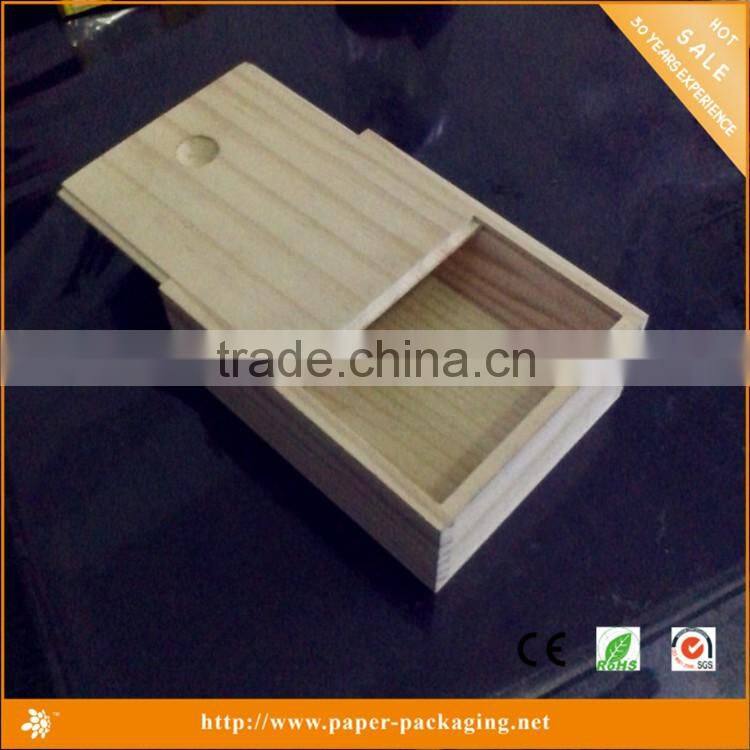 China Alibaba Pine Wood Plank Polished Wood Gift Box with Sliding Lids