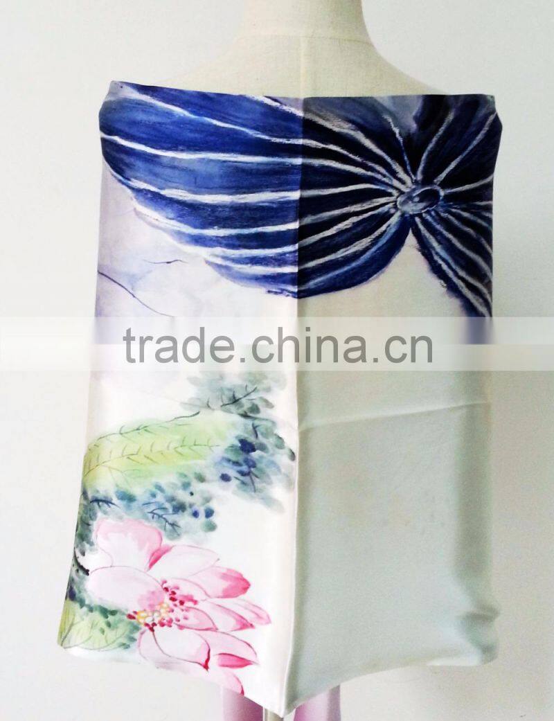 silk scarf with digital printing on double layer