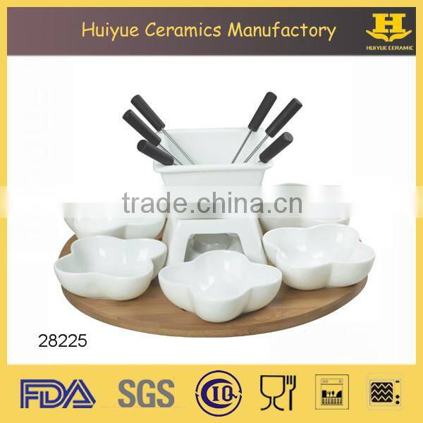 fruit chocolate fondue set with lazy susan