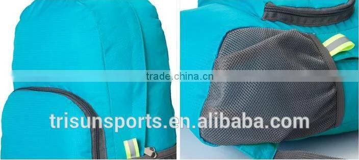 easy carry polyester foldable travel backpack with two layers