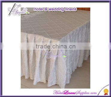 14' fitted table skirtings, pintuck taffeta table skirts for weddings, banquets, parties
